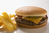 Cheeseburger and Fries on a Plate