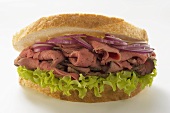 Roast beef and onion sandwich