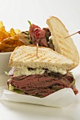 Roast beef sandwiches with crisps