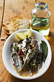 Fried anchovies with dried tomatoes (Calabria)