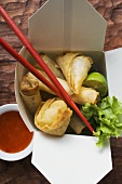 Deep-fried wontons and spring rolls to take away