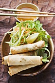 Spring rolls with salad and sweet and sour sauce (Thailand)
