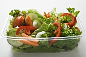 Salad leaves with cucumber, tomato, carrots, peppers to take away