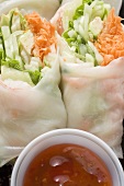 Vietnamese spring rolls with chili sauce