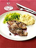 Lamb cutlet with red wine sauce and mashed potato