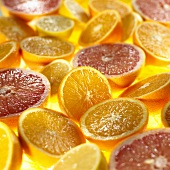 Halved citrus fruits