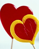 Two heart-shaped lollipops
