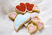 Heart-shaped biscuits on paper