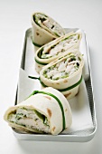 Four wraps with fish filling
