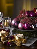 Table with Christmas decorations