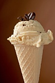Stracciatella ice cream in wafer cone