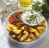 Spicy potato wedges with dip