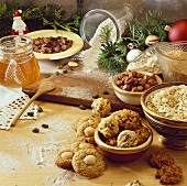 Nut biscuits & healthy baking ingredients for Christmas biscuits