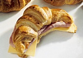 Croissant filled with ham and cheese