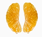 Two mandarin orange segments