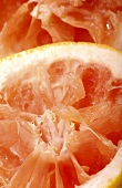 Pink grapefruit with the flesh scooped out