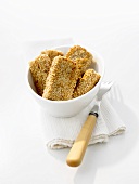 Sesame tofu in small white bowl