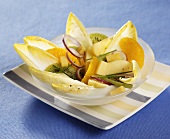 Chicory salad with fruit and cheese