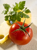 Edam cheese, tomato and parsley