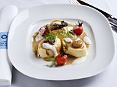 Fish mousse with morel sauce