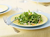 Crabmeat with pea sprout salad