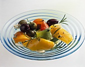 Marinated peppers with olives