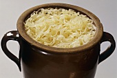 Sauerkraut in an earthenware pot