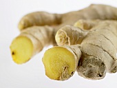 Ginger root showing cut surfaces