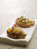 Ceviche on toasted baguette