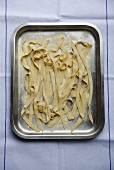 Homemade tagliatelle, seen from above