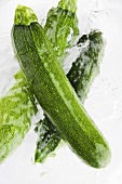 Three courgettes in water
