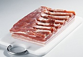 Pork belly on a chopping board