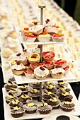 Assorted cupcakes on tiered stand