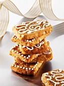 French 'pepper nut' biscuits decorated with icing sugar