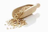 Sesame seeds in a wooden scoop