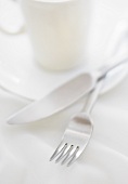 Fork and Knife; Coffee Cup and Saucer