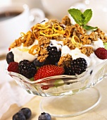 Bowl of Vanilla Yogurt with Berries and Granola