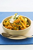 Lentil curry with sour cream