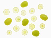 Green grapes, whole and sliced