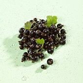 Blackcurrants with drops of water