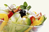 Vegetable salad with pieces of feta cheese