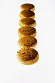 Several lemon macaroons in a row