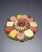 Cold Cut Platter on Grey Formica Background