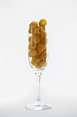 Golden Raspberries in a  Champagne Glass
