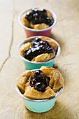 Individual bread puddings with cherries