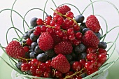 Mixed berries fruit in a basket