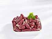 Chicken hearts in a dish