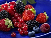 Mixed berries in a blue dish