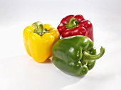Green, red and yellow peppers