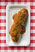 A currywurst (sausage with ketchup and curry powder)